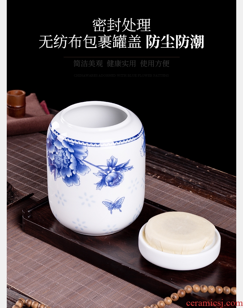 Blue and white porcelain, caddy mini seal pot jingdezhen tea accessories small portable tank tea