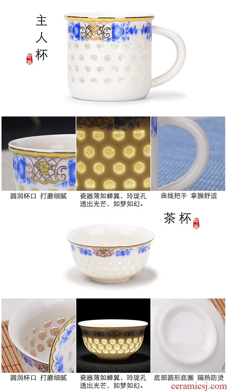 Tang aggregates tea set on sale of a complete set of household contracted blue and white household ceramic teapot teacup kung fu tea tea