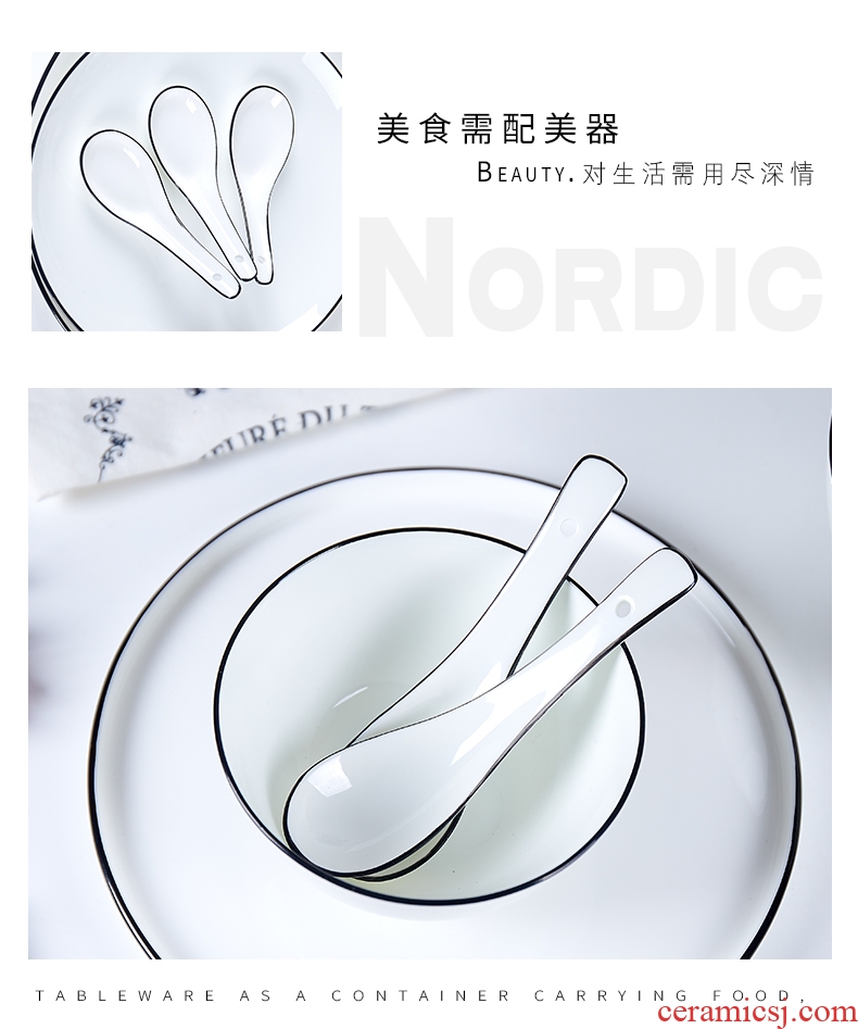 Jingdezhen lead-free bone porcelain ceramic spoon Korean Japanese tableware northern wind small spoon coffee spoon scoop of a spoon