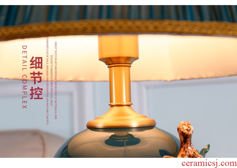 Large sitting room luxury colored enamel lamp full copper lamp of bedroom the head of a bed American sweet European ceramic new Chinese style