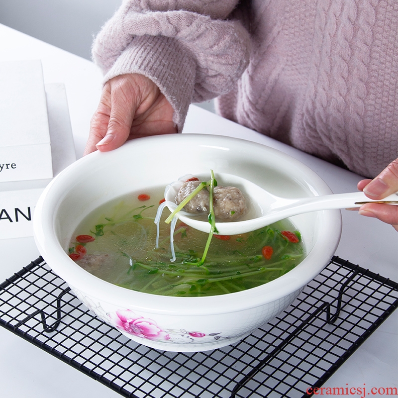 Jingdezhen ceramic tableware soup pot soup bowl Korean creative household contracted large rainbow noodle bowl bowl of soup basin can be microwave