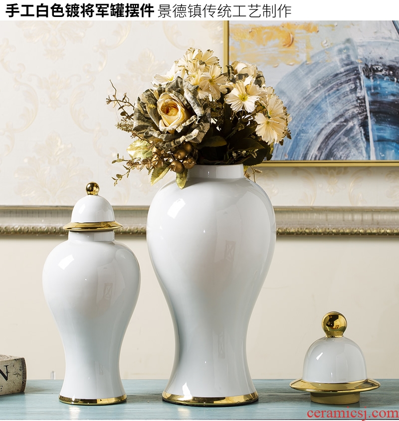 Jingdezhen general new Chinese style white pot vase postmodern light luxury furnishing articles sitting room porch soft adornment arranging flowers
