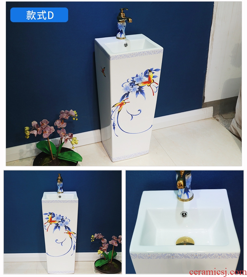 Million birds ceramic basin of pillar type lavatory basin sink pillar integrated vertical home floor toilet