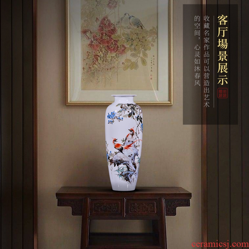 Jingdezhen ceramic painting birds and flowers in the vase furnishing articles new Chinese style office sitting room porch decoration craft gift