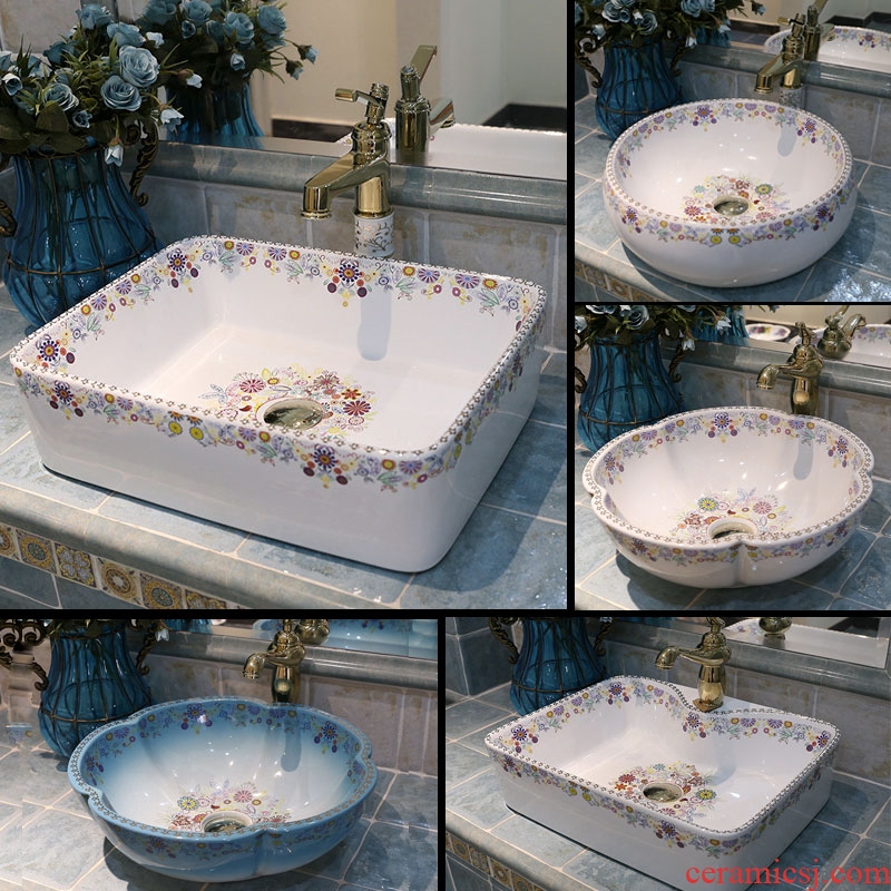 JingWeiTai basin to jingdezhen ceramics on the stage of the basin that wash a face square sink basin all nations garden art