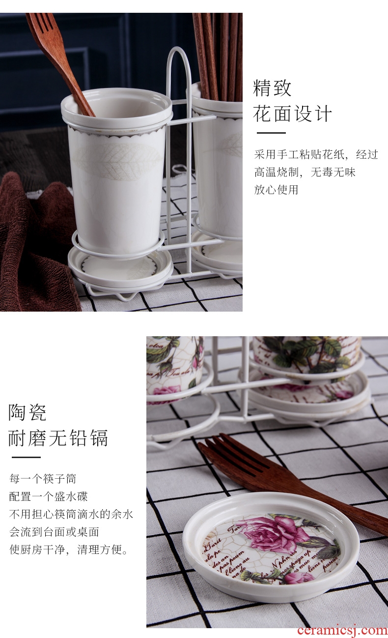 Binocular/box of bamboo chopsticks tube/cage mouldproof waterlogging caused by excessive rainfall rack shelf Korean creative ceramic kitchen supplies