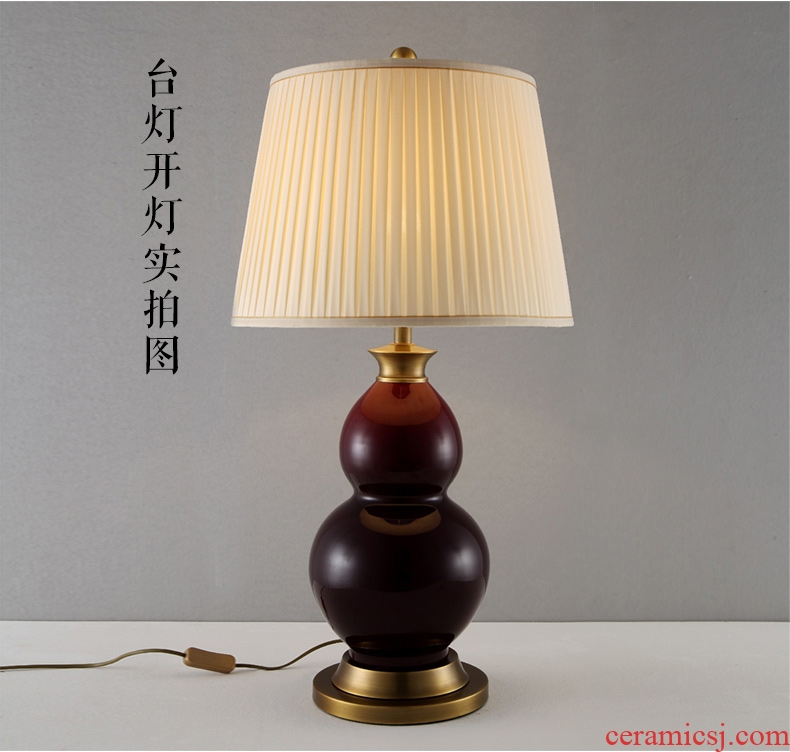 Large number of new Chinese style desk lamp ceramic art deco American designer contracted copper whole sitting room porch town house