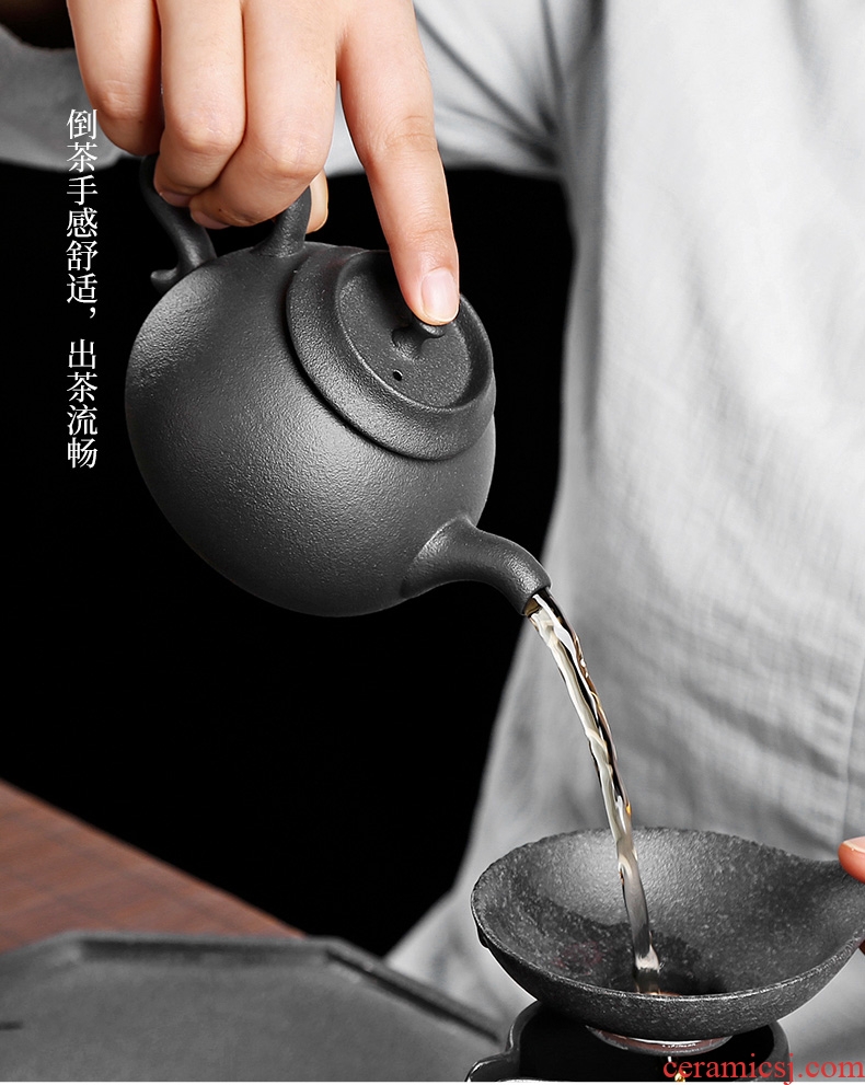 Chrysanthemum patterns from the teapot of black single pot of household ceramic tea set a single Japanese restore ancient ways the teapot