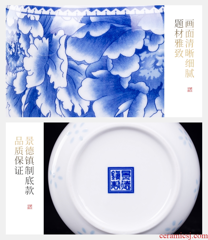 Blue and white porcelain, caddy mini seal pot jingdezhen tea accessories small portable tank tea