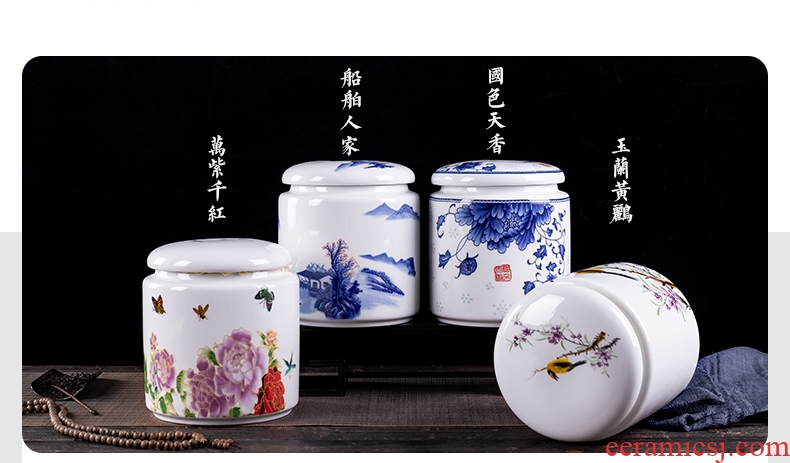 Blower, caddy ceramic seal pot jingdezhen domestic large pu 'er tea box POTS and POTS