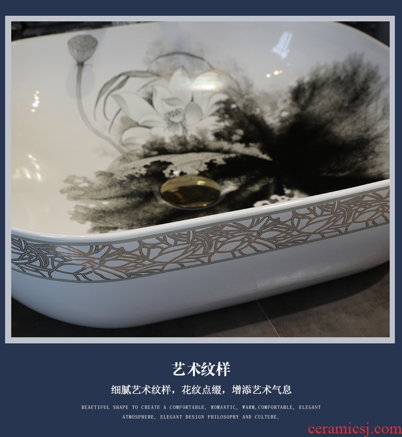 Basin ceramic art on the square on the toilet wash face basin sink basin ink lotus