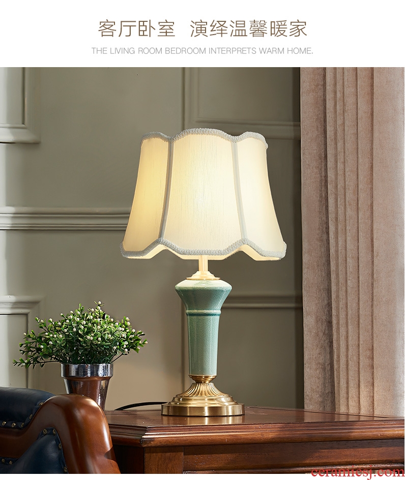 Doren American desk lamp contemporary and contracted Nordic light much originality of bedroom the head of a bed full of copper ceramic desk lamp sitting room study