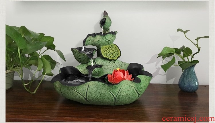 Dust heart ceramic cylinder at the front desk and fresh lotus gift fountain spray furnishing articles company contracted sitting room pool crystal ball