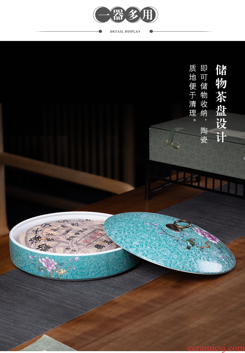 , pick flowers large jingdezhen ceramic seal pot pu 'er tea cake white tea boxes layers of cans