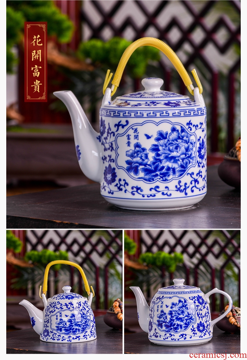 Jingdezhen blue and white porcelain ceramics teapot large capacity cold cold water glass kettle household single pot teapot