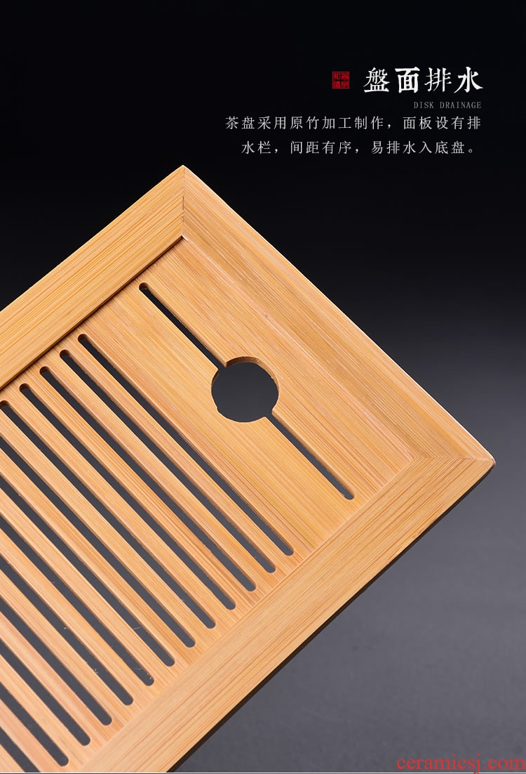 Ceramic tea tray Japanese household bamboo tray kung fu tea set water contracted solid wood dry mini tea table