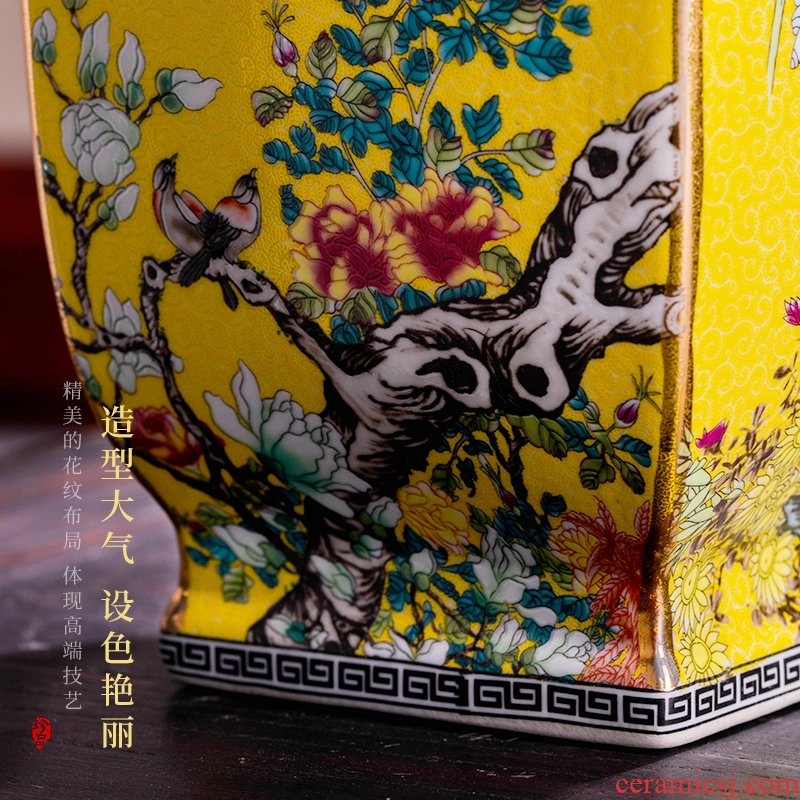 Jingdezhen ceramics imitation qing qianlong Chinese flower arranging the sitting room porch crafts home decoration vase furnishing articles
