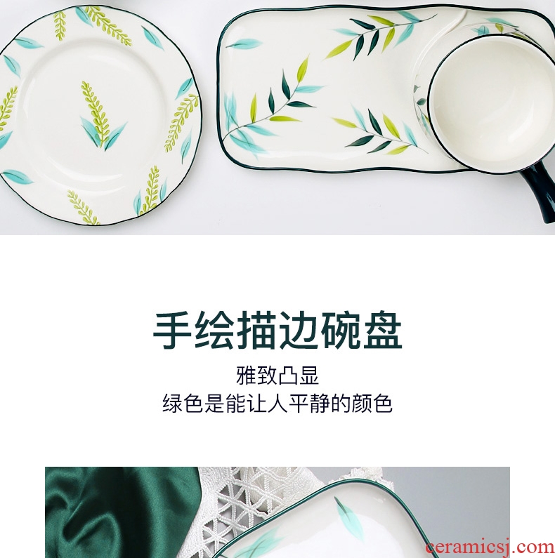 Under glaze color porcelain dish dish dish creative household ceramic bowl bowl web celebrity tableware suit asakusa for breakfast