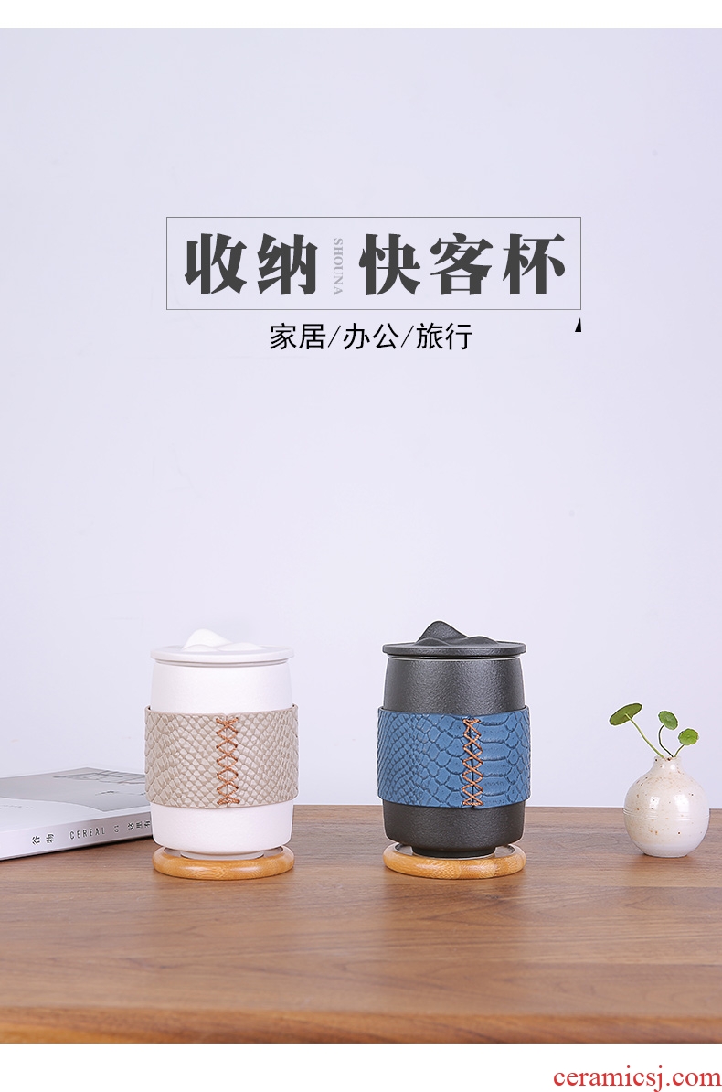 Japanese ceramic crack cup "bag type separation receive a home office travel outdoor tea sets tea tea cup