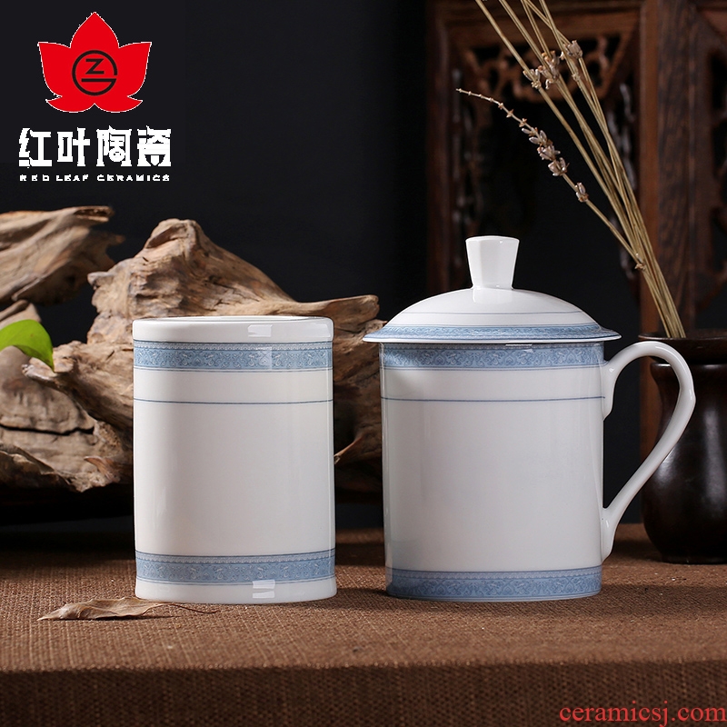 Red leaves authentic jingdezhen porcelain glair high temperature fine white porcelain stationery 2 head harmony for a gift