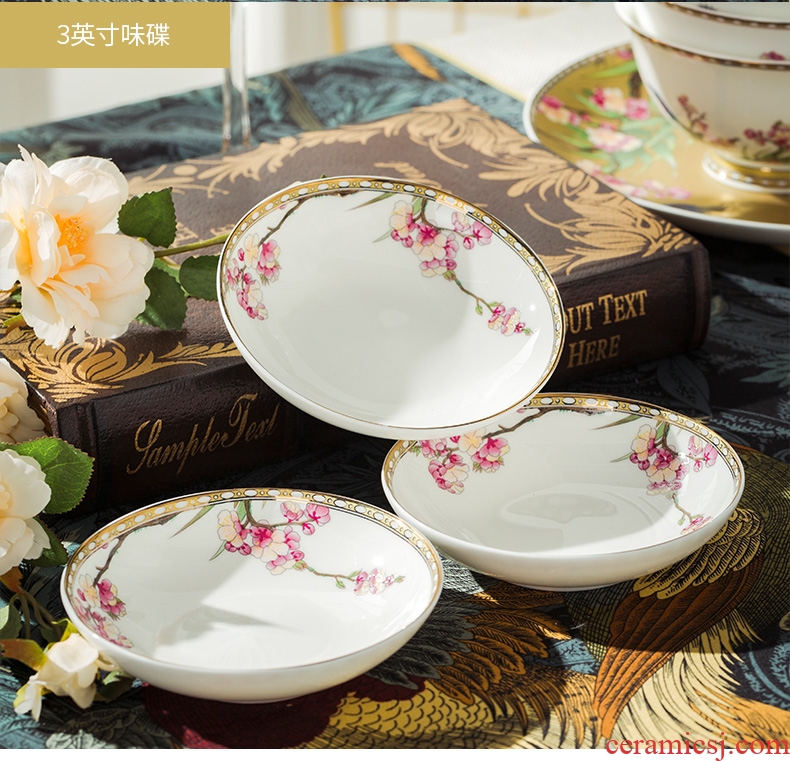 Bone China tableware dishes suit household eat jingdezhen ceramic rainbow noodle bowl dish bowl combination bulk Chinese dishes