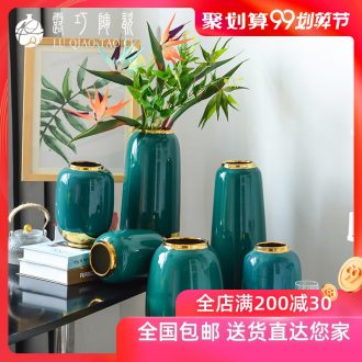 Lou qiao ou household ceramic vase simulation flower arranging place new Chinese style living room TV cabinet accessories porch decoration
