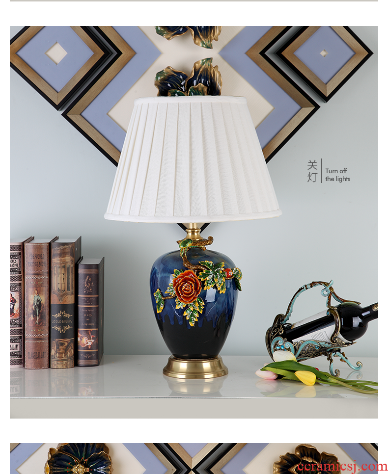 Cartel European American luxury colored enamel lamp creative living room full of bedroom the head of a bed copper ceramic lamp act the role ofing villa
