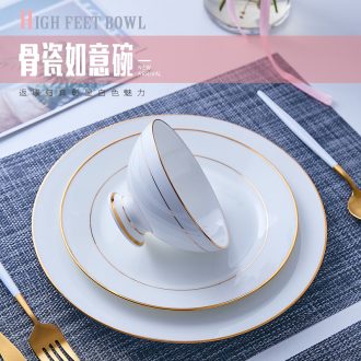 Jingdezhen phnom penh Chinese tall rice bowls bone porcelain household ceramic creative porringer ruyi bowl bowl rainbow noodle bowl