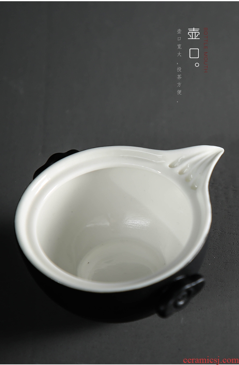 Bo yiu portable bag type vehicle travel time ceramic tea set is contracted to crack cup a pot of two cups of tea pot teapot