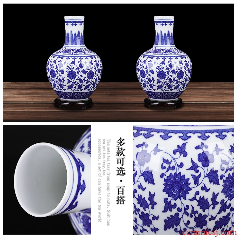 Jingdezhen ceramics vases, antique blue and white porcelain vase furnishing articles furnishing articles sitting room porch decorate household gift