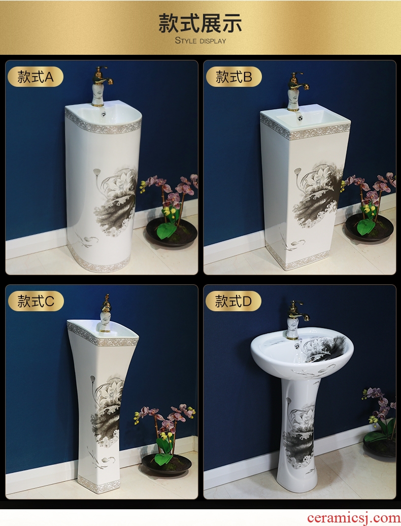 Million birds pillar basin floor archaize ceramic art of pillar lavabo lavatory northern wind one basin