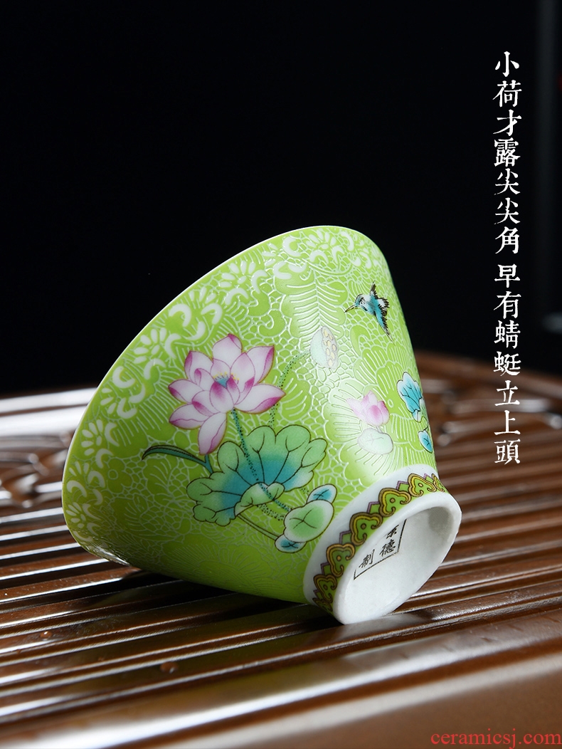 Old looking, color sample tea cup perfectly playable cup hand-painted ceramic thin foetus kung fu 6 gift boxes home tea cups