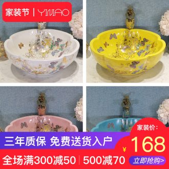 Basin petals European art ceramics on the sink basin bathroom sinks counters are contracted household