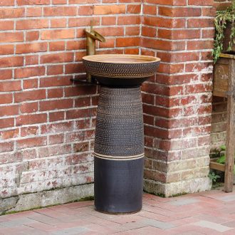 Basin sink ceramic column pillar floor type lavatory industrial integrated wind art basin to outdoor column on stage