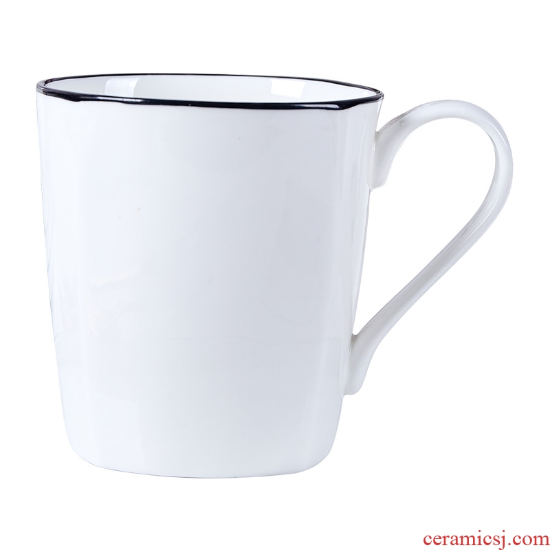 Jingdezhen domestic cup pure white cup black border contracted mugs ceramic cup bone porcelain coffee cup milk cup