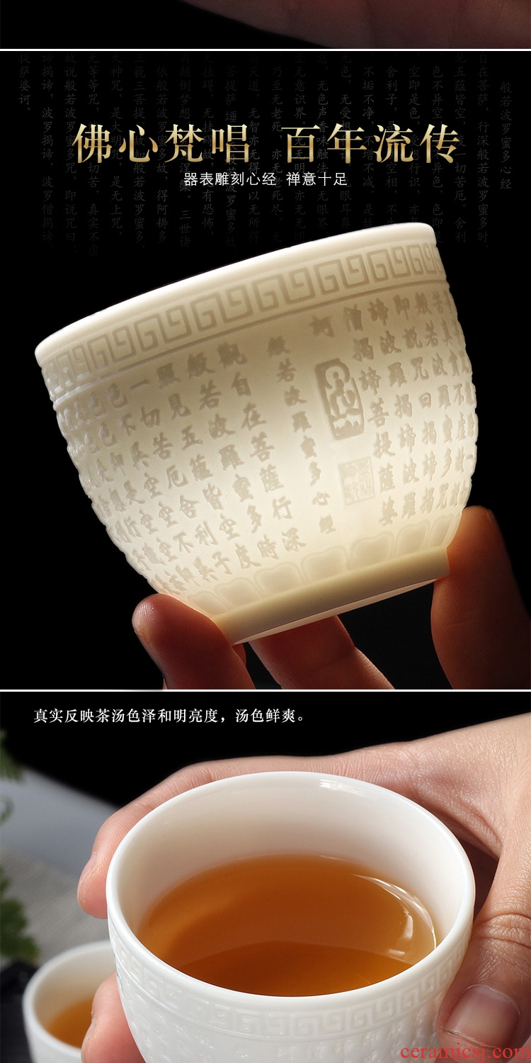 Tang aggregates suet jade dehua pure handmade ceramic cup white household small white jade porcelain cups individual sample tea cup