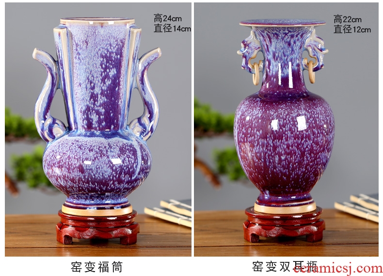 Jingdezhen ceramics ruby red floret bottle study of contemporary and contracted sitting room office furnishing articles mesa adornment
