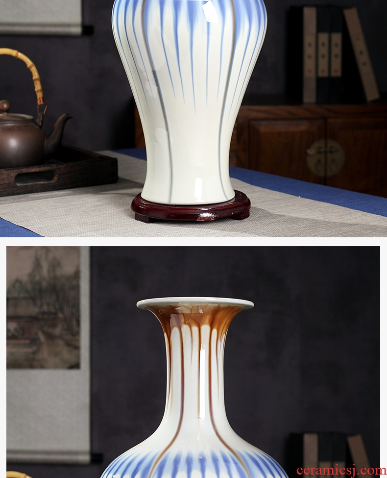 Large ground vase hand-painted jingdezhen ceramics furnishing articles sitting room flower arranging new Chinese style household decorative arts and crafts