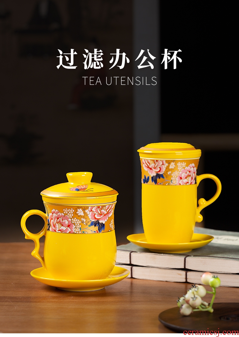 Jingdezhen ceramic cups home office with cover the tank filter tea cup cup a cup of tea cups