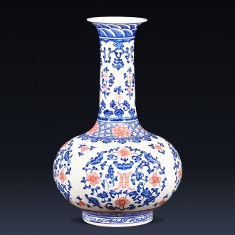 Jingdezhen ceramics imitation qianlong hand-painted Chinese style restoring ancient ways is blue and white porcelain vase wine sitting room adornment is placed