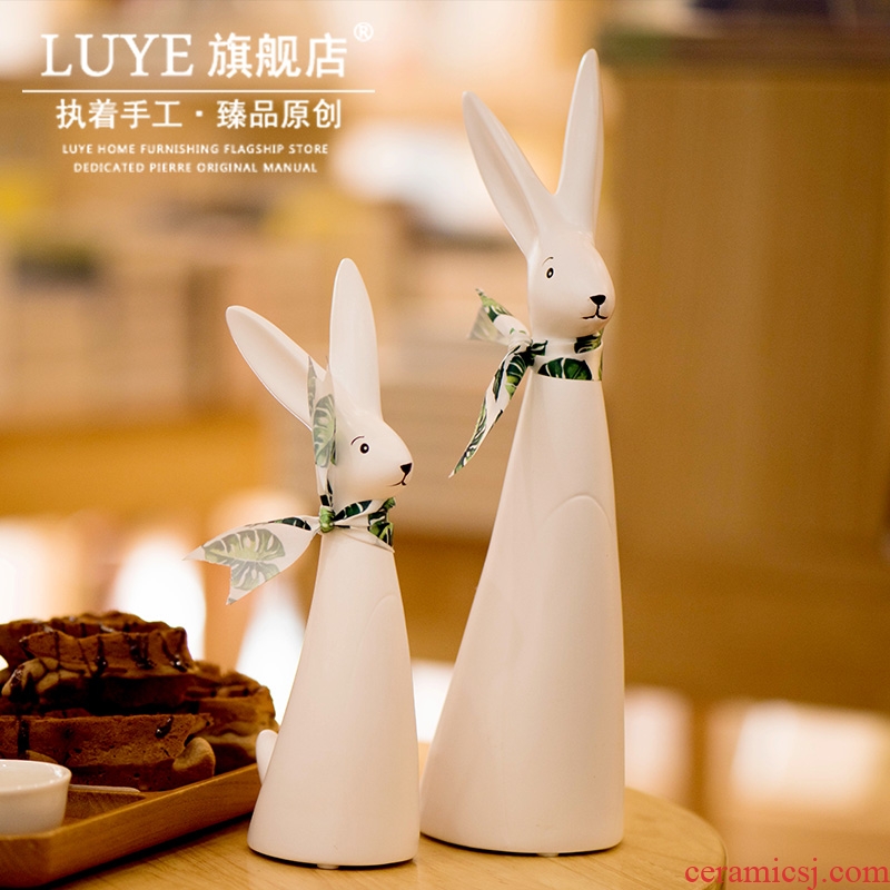 Ins bunny ceramic furnishing articles a creative lovely Nordic home sitting room adornment gift birthday gift