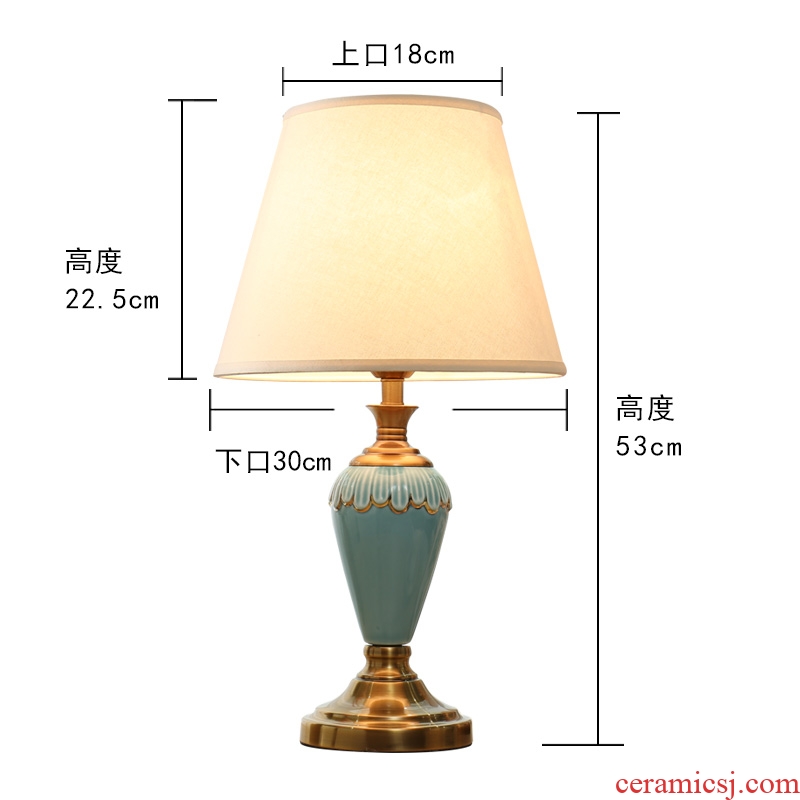 American lamp decoration wedding room desk lamp of bedroom the head of a bed warm light ceramic contracted and contemporary creative fashion sweet romance