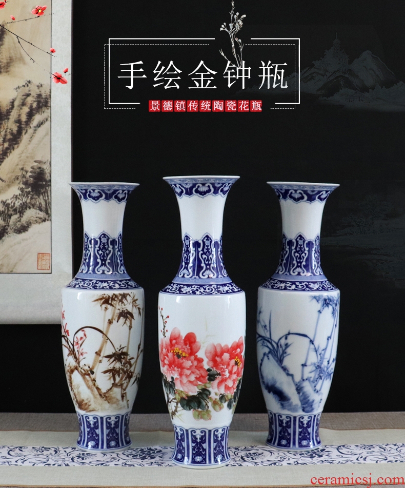 Be born blue and white porcelain vases, jingdezhen ceramics furnishing articles sitting room dry flower arranging flowers hand-painted decorative handicrafts