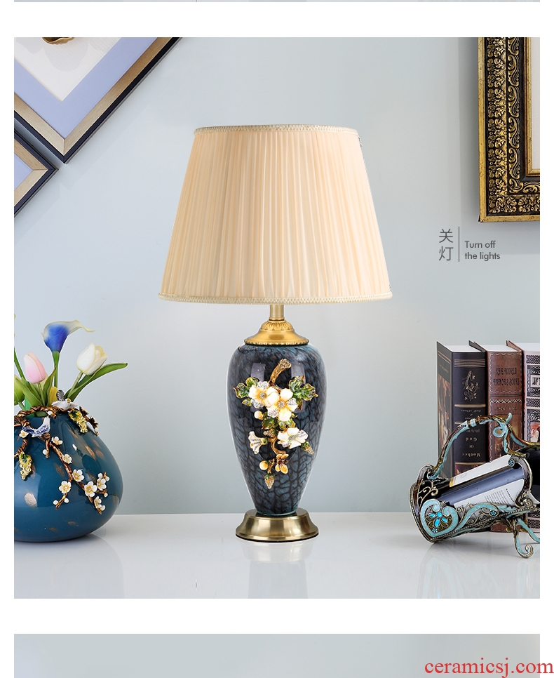 Luxury colored enamel porcelain lamp type full copper individuality creative sitting room lamps and lanterns of bedroom the head of a bed lamp act the role ofing villa