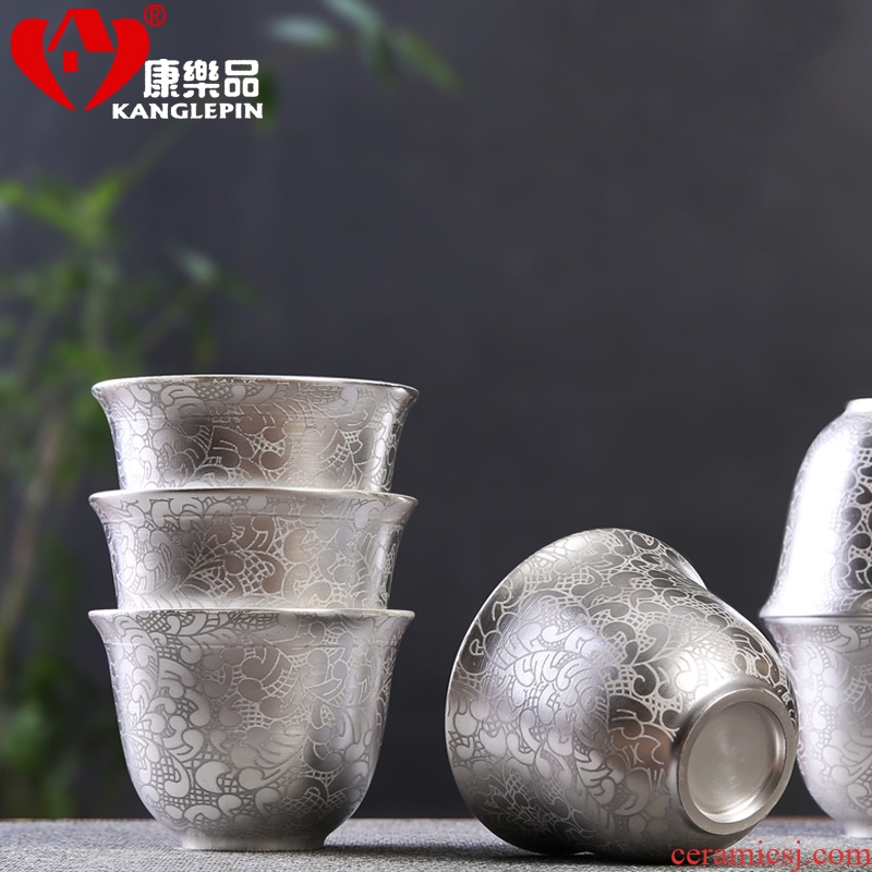 Recreational product silver of ceramic coppering.as silver tureen kung fu tea cups set five blessings tea the whole trip