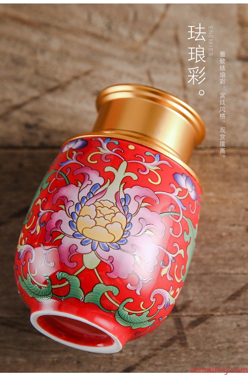 Bo yiu colored enamel porcelain tea pot small travel portable small tea warehouse sealed cans and tea POTS of tea warehouse