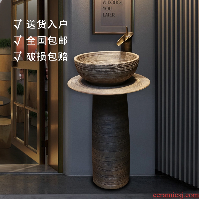 European art basin of pillar type lavatory balcony ceramic pillar lavabo home a whole floor wash gargle