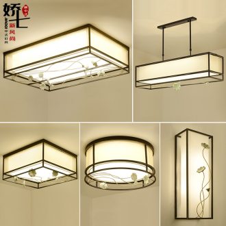 New Chinese style ceramic lotus absorb dome light sitting room lights to LED lamps and lanterns of rectangular contracted and contemporary bedroom lights Chinese wind