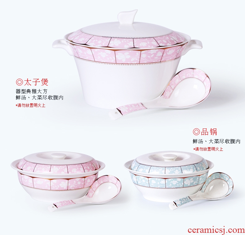 Inky western-style bone bowls pan American dishes suit household jingdezhen ceramic tableware suit thin film