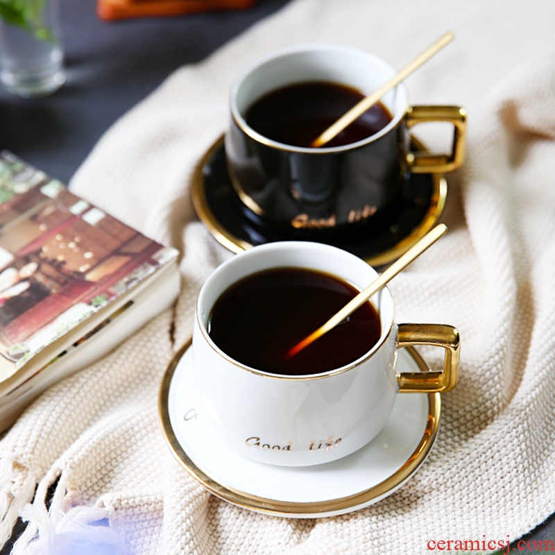 High-end luxury european-style phnom penh web celebrity ins coffee cups and saucers suit Nordic tea set ceramic creative couple cups